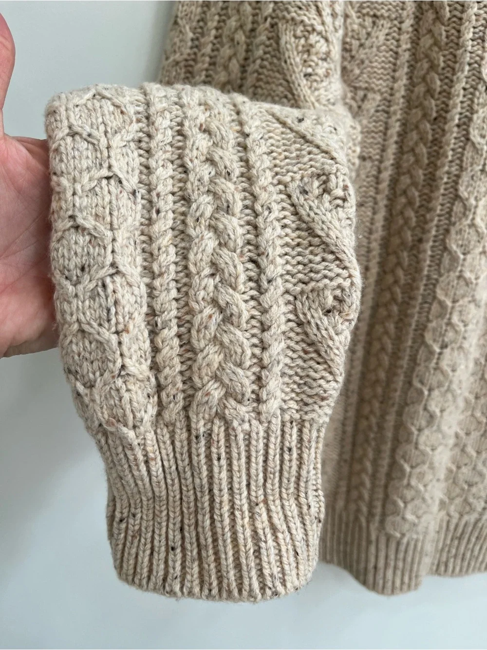 J Crew Rugged Merino Wool Blend Donegal Cable Knit Crewneck Sweater Medium